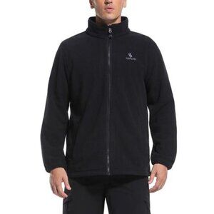 Men's Lightweight Fleece Jacket Full Zip Classic Polar Fleece Inner Lining Black
